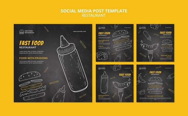 Free PSD fast food restaurant social media post