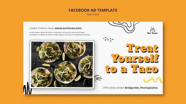 Free PSD fast food and tacos restaurant social media promo template