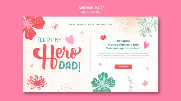 Free PSD father's day celebration floral banner template