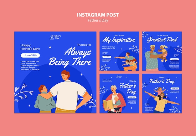 Free PSD father's day celebration instagram posts