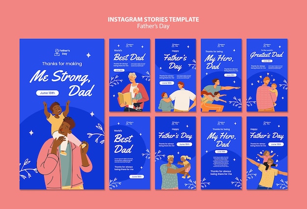 PSD gratuito storie di instagram per la festa del papà