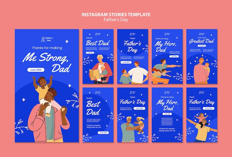 Бесплатный PSD истории instagram о праздновании дня отца