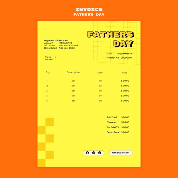 Father's day celebration invoice template