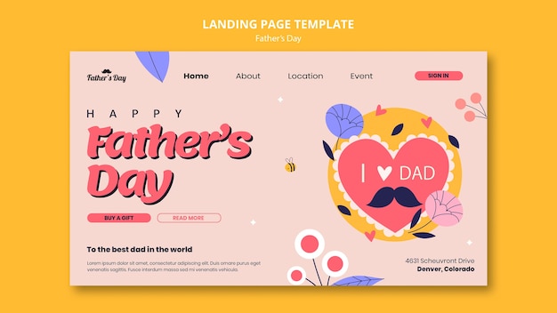 Free PSD father's day celebration landing page template