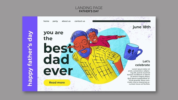 Free PSD father's day celebration landing page template