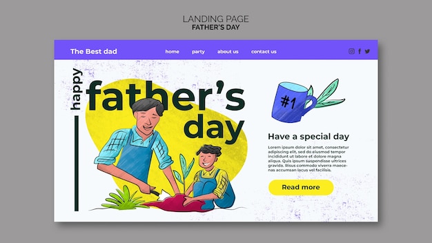 Бесплатный PSD Шаблон целевой страницы празднования дня отца