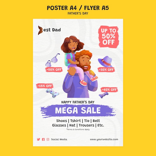 PSD gratuito modello di poster per la festa del papà