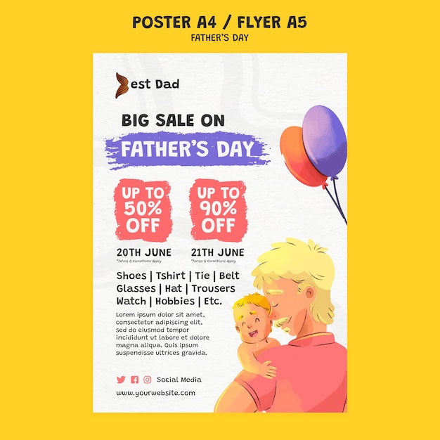 Free PSD father's day celebration poster template