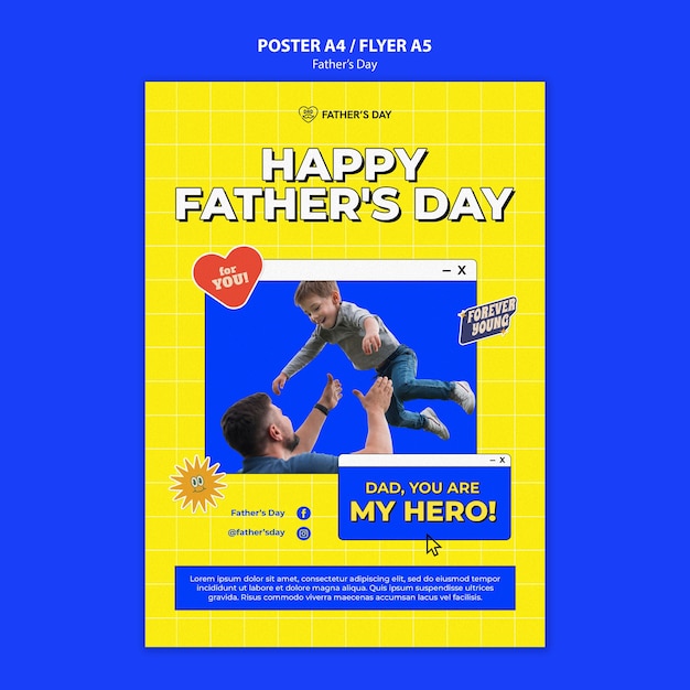 Бесплатный PSD Шаблон плаката празднования дня отца