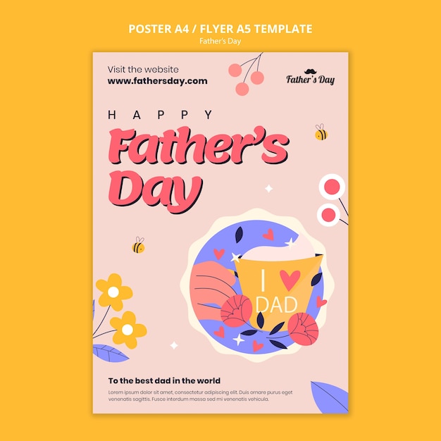 Бесплатный PSD Шаблон вертикального плаката празднования дня отца