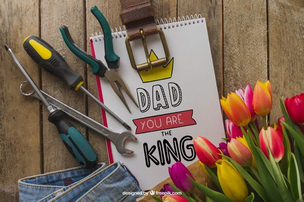 Father's day composition with tools