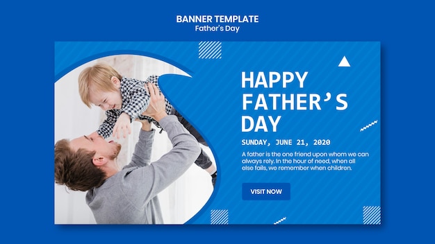 Free PSD father's day dad holding his child banner template