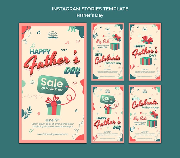 PSD gratuito modello di storie di instagram di design per la festa del papà