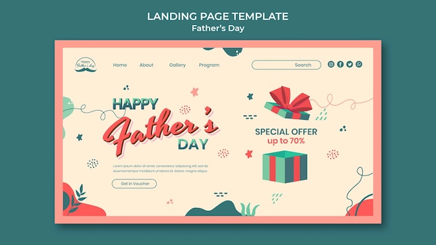 PSD gratuito modello di pagina di destinazione del design per la festa del papà