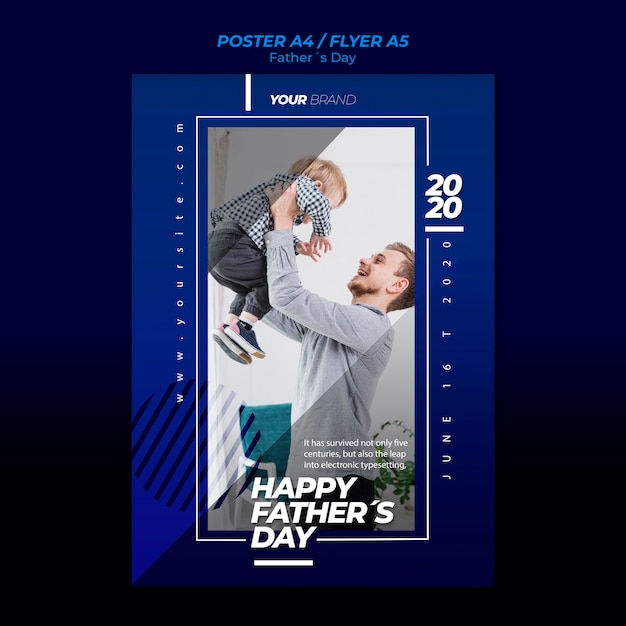 Father’s day flyer template featuring dad and son (free PSD, download for PSD, free to download, download free PSD)