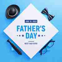 Free PSD father's day greeting 3d post story template with dad symbols