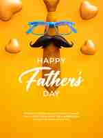 Free PSD father's day greeting 3d post story template with dad symbols