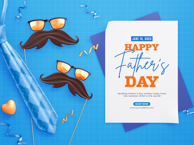 father's day greeting banner template with dad symbols