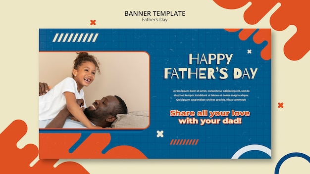 Father's day horizontal banner template with abstract liquid design