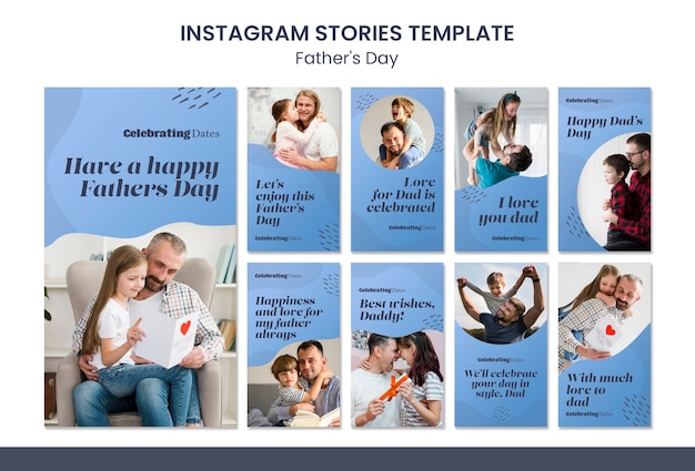 Design del modello di storie di instagram per la festa del papà