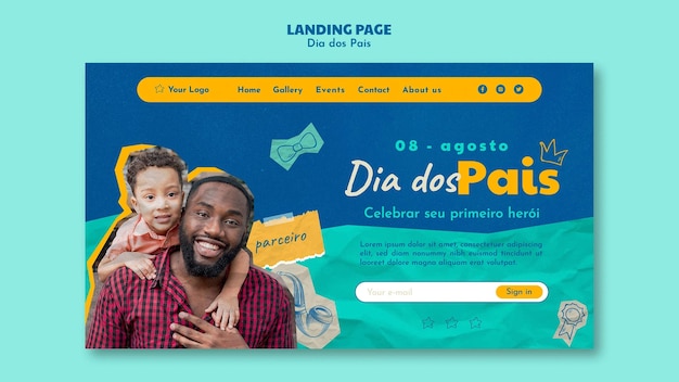 Free PSD father's day landing page design template