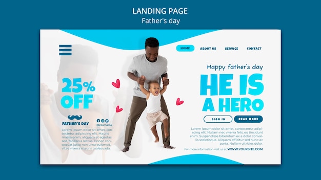 Free PSD father's day landing page template design