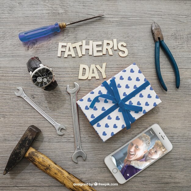 father's day lettering and tools