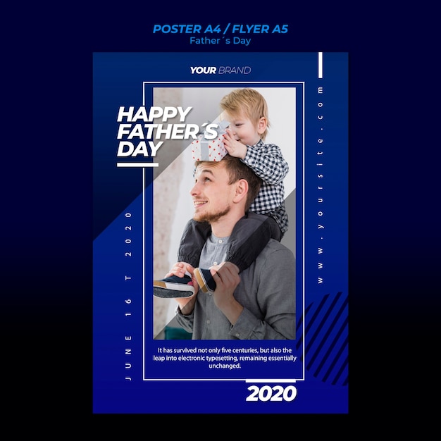 Father’s Day Poster Template Featuring Father and Child – Free PSD Download