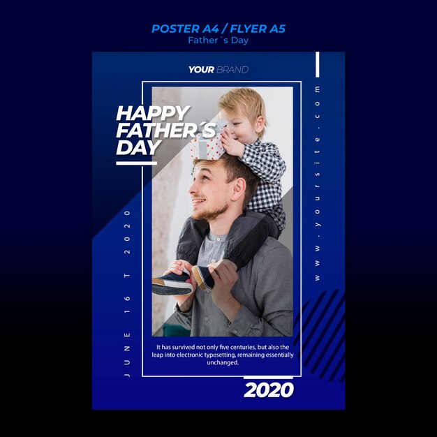 father's day poster template with father and child