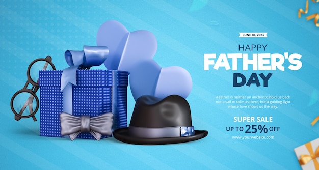 Father's Day Sale Promotion banner template with dad symbols