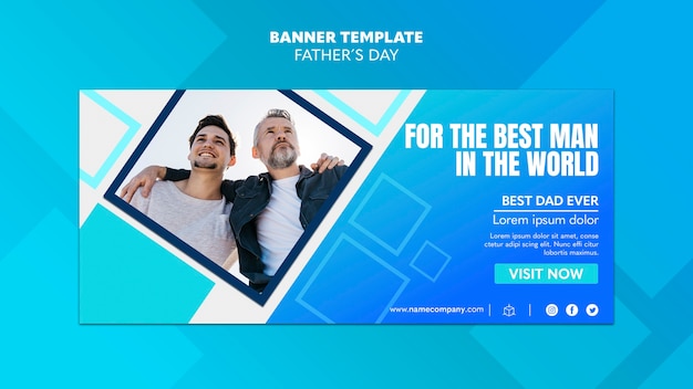 Free PSD father and young adult son banner template