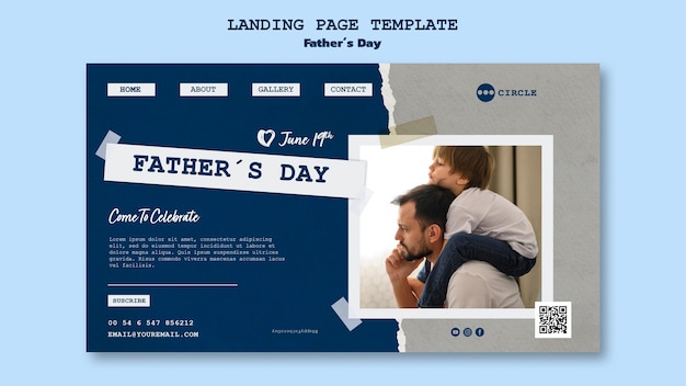 Modello di pagina di destinazione per la festa del papà con design di carta strappata