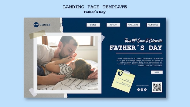 Free PSD fathers day landing page template with torn paper design