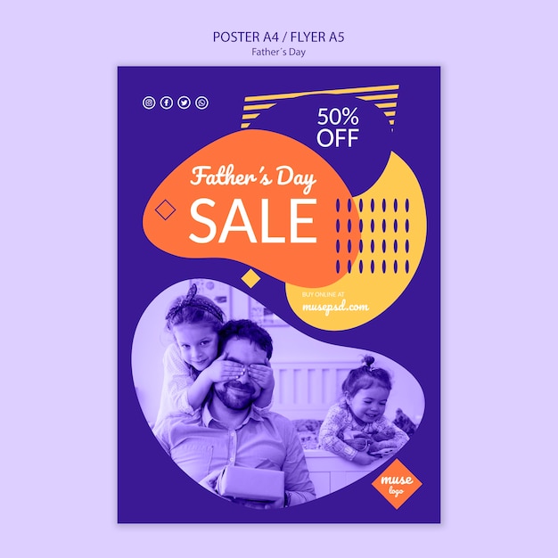 Free PSD fathers day promotional sale poster template