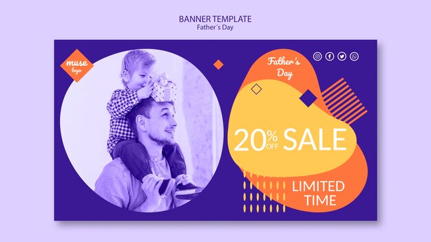 Fathers day sale banner template design