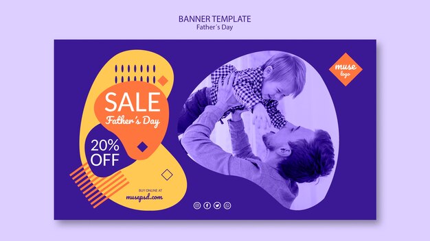 Fathers day sale banner template theme