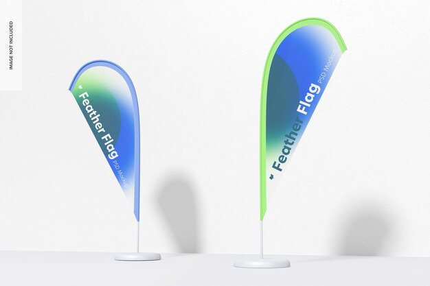 Feather Flag Banners Mockup, Perspective