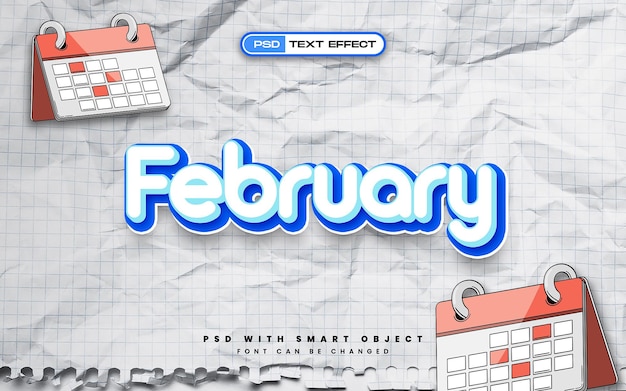 Free PSD february text effect