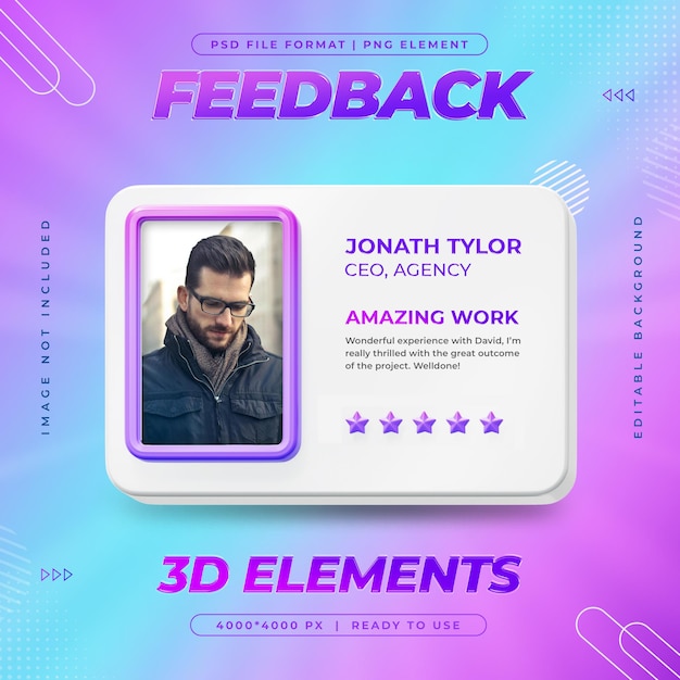 Feedback review and star rating for social media post design template