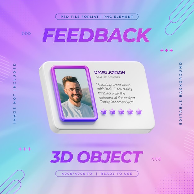 Feedback review and star rating for social media post design template