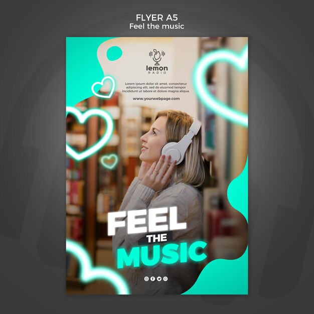 Feel the music concept flyer template