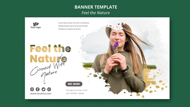 Free PSD feel the nature horizontal banner template