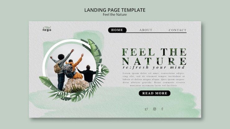 Free PSD feel the nature landing page