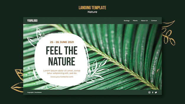 Free PSD feel the nature landing page