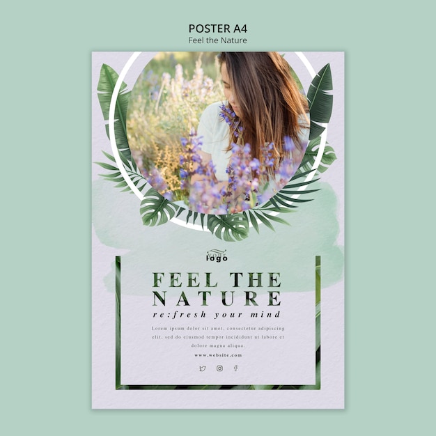 Free PSD feel the nature poster concept