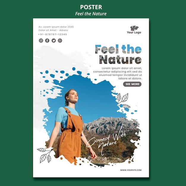 Free PSD feel the nature template poster