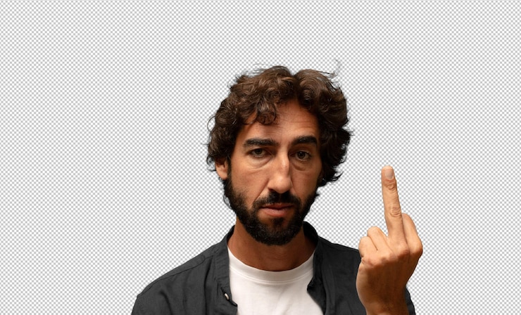 Free PSD feeling angry annoyed rebellious and aggressive flipping the middle finger fighting back