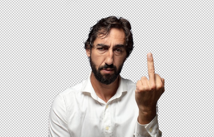 Free PSD feeling angry annoyed rebellious and aggressive flipping the middle finger fighting back