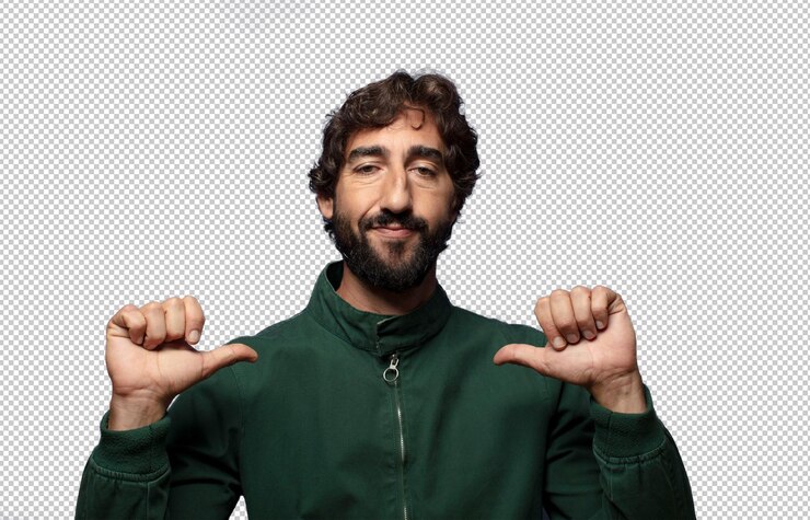 Free PSD feeling proud arrogant and confident looking satisfied and successful pointing to self