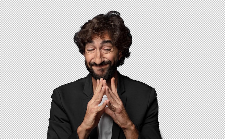 Free PSD feeling proud mischievous and arrogant while scheming an evil plan or thinking of a trick